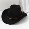 Sombrero Unisex de Fieltro Suave para Hombre y Mujer con Diseño de Cabeza de Toro Tridimensional, Banda Marrón, Estilo Británico Lujoso, Sombrero de Moda Retro