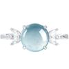 Anillo de superficie de huevo de agua azul jade natural A, piedra de jade hielo, conjunto de plata S925, anillo para mujer, simple y ajustable
