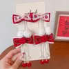 Acessório de Cabelo Laço Vermelho Infantil para Ano Novo, Grampo de Cabelo Estilo Tradicional para Meninas, Presilha de Cabelo Estilo Chinês Hanfu, Adorno de Cabelo para Bebê de Ano Novo