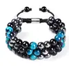 Pulsera de Ojo de Tigre Ojo de Gato Doble Fila Pulsera de Obsidiana con Venas Rojas Turquesa Pulsera de Fantasma Verde Pulsera de Piedra Natural