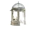 Pérgola Personalizada de Estilo Europeo con Techo de Hierro Blanco, Columnas Talladas con Uvas, Escultura de Pabellón Decorativo de Estilo Europeo para Villa de Jardín