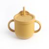 Vaso Pajita de Silicona para Dentición para Niños de Venta Caliente de Fábrica Transfronteriza Vaso para Aprender a Beber para Bebé con Asa Binaural Antiescaldado Dos en Uno