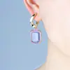 Nuevos Pendientes de Cristal Morado para Mujer, Pendientes Geométricos Sencillos, Pendientes Versátiles con Aguja de Plata 925, Venta Directa de Fábrica