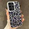 Capa Colorida Prata com Estampa de Leopardo Roxa Transfronteiriça para Samsung S24S24UltraS23 Resistente a Quedas S22S21FE Camada Dupla IMD