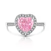 Anillo de Amor Corazón a Corazón con Flor de Hielo Cortada de Piedra Preciosa de Colores de Venta Caliente en Tiktok con Anillo de Diamante de Alto Carbono Paraiba