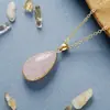El Colgante de Gota de Agua de Cristal de Piedra Natural Simple Más Vendido de Amazon Collar con Chapado de Cobre Oro Real Joyería Diaria de Amazon