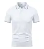 230g 40s Fio Duplo Solona Camisa Polo Manga Curta Lapela Logo Estampado Versátil Roupa de Trabalho Unissex