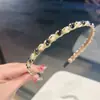 Diadema de Perlas de Imitación de Gama Alta, Diadema Estrecha de Cadena Enrollada en Alambre con Perlas cosidas a mano, Hebilla para el Cabello, Adorno Elegante para el Cabello de Mujer