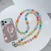 Nova Alça de Celular Transversal Urso Colorido com Contas Nova Cordão de Contas Desenho Animado Alça de Reposição para Bolsa de Cristal