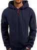 Suéter Hoodie Masculino Outono e Inverno Transfronteiriço com Zíper, Bolso na Manga, Cardigan, Jaqueta Casual Esportiva Masculina Plus Size