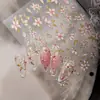 Pegatinas para Uñas Flor de Durazno Esmaltadas Estilo Antiguo Populares de Sky, Pegatinas de Decoración para Uñas Impermeables DIY Estilo Chino en Relieve