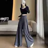 Pantalones Holgados de Pierna Ancha para Mujer, Estilo Neutro, Cintura Alta, Caída Suave, Estilo Coreano Delgado, Pantalones Casuales Holgados, Nuevo Estilo 2026