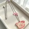 Tarjeta Infantil Linda Gradiente Cáscara de Naranja Oso Pequeño Collar de Perlas Diseño de Nicho para Mujer Cadena para Clavícula con Colgante de Estrella