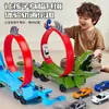 Coche de catapulta explosiva para niños, coche devorador de tiburón dinosaurio, coche de juguete, coche de juguete para niño, montaje libre, coche de juguete de riel