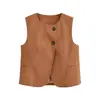Ropa Femenina Estilo Old Money 2026 Nuevo Chaleco sin Mangas de Color Sólido de Doble Botonadura 9929128 Pantalones Cropped Traje Casual Verano