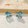 Pendientes de Cristal de Azúcar Sencillos Pendientes Versátiles de Lujo Ligero Accesorios de Nicho de Alta Gama para Mujer