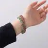Pulsera de Cristal Verde Fresa Silvestre Marrón Pulsera Sencilla de Cristal Verde Regalo Flor de Durazno de Este Año de Vida para Novia