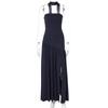 Vestido elegante de mujer de nueva moda transfronteriza europea y americana, elegante, sin tirantes, ajustado, de color sólido, con abertura y espalda descubierta.