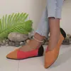 Zapatos planos para mujer transfronterizos, talla grande, primavera y otoño, gamuza, con bloques de color, punta fina, sin cordones, zapatos casuales para mujer