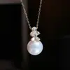 Acessórios DIY: Prata de lei S925, montagem de pingente de pérola minimalista e elegante, produto semiacabado inacabado, pingente de colar moderno, montagem de prata, 8-12mm