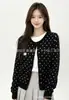 Cárdigan de Punto de Lunares Estilo Coreano para Mujer, Estilo Fresco y Suave, Nuevo Modelo Otoño e Invierno, Cuello Redondo, de Botones por Delante, Abrigo Suave de Punto