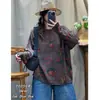 Suéter de Tricô Estampado Retrô para Mulheres, Caimento Solto, Versátil, Emagrecedor, Manga Longa, Gola Redonda, Tricô Casual, Estilo Casual para Outono