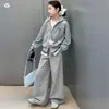 Ropa para Niños Niñas Otoño 2026 Nuevo Estilo Niños Medianos y Grandes Chaqueta con Capucha de Cuadros Encaje Patchwork Pantalones de Pierna Ancha Conjunto Estilo Coreano
