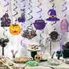 Banderas de Decoración de Bruja para Fiesta de Halloween Transfronteriza, Banderines para Atmósfera de Bar Espeluznante, Decoraciones Colgantes Espirales
