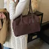 Maletín Retro de Gamuza para Mujer Otoño e Invierno 2025 Nuevo de Moda Coreana Bolso Tote Simple de Gran Capacidad