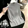 Chaleco de punto sin mangas de cuello alto para mujer, ajuste ceñido, capa base, ropa interior