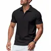Camisas polo masculinas europeias e americanas transfronteiriças, casual de negócios, corte solto, tecido de malha de secagem rápida, polo de manga curta de verão para golfe atacado