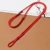 Collar de Cuerda Tejida a Mano para Hombre, Negro y Rojo, Hebilla de Jade, Retráctil, Simple, Ajustable, Cordón Versátil, Cuerda Fina