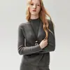 Kang Sai Ni Ropa de Primera Puesta 100% Cachemir Puro Suéter de Punto para Mujer Dobladillo Enrollado Cuello Medio Alto Versátil Simple Capa Base