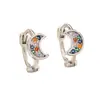 Pendientes de Tornillo Retorcido Redondos de Diamante de Color Clavos para Hélice de Oreja Cuadrados de Circonita Hermosos Europeos y Americanos Pendientes de Cruz Pendientes de Luna
