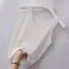 Nova Camisola de Seda de Gelo com Renda Feminina Tamanho Grande Slim-fit Para Usar por Dentro e por Fora Sexy Fresca Versátil Sem Mangas Camiseta Básica Frete Grátis