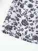 Camisa de Verano 2025 Nueva Estilo Europeo y Americano para Mujer con Estampado Posicionado de Flores 7014