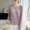Suéter de Tricô com Fio Floral Novo Outono/Inverno 2026, Manga Longa, Pulôver Feminino de Caimento Solto, Peça Básica