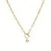 Corrente de Colar com Clasp Ot de 26 Diamantes Brilhantes em Formato de Letra, Venda Quente Transfronteiriça, Colar Simples e Elegante, Dropshipping
