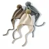 Gorro para Mujer 100% Cachemir Puro con Cordones Gorro Cálido Estilo Baotou Resistente al Viento y al Frío Protección para los Oídos Gorro de Lana Gorro de Punto con Pelo