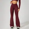 Calça Yoga Longa Popular Europeia e Americana de Cintura em V para Treinamento de Alta Intensidade Flare Esportes ao Ar Livre Fitness Calça de Perna Larga