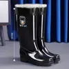 Botas de lluvia de seguridad de caña alta para hombre, botas de lluvia cortas, impermeables y antideslizantes, con forro de felpa engrosado, resistentes a ácidos y álcalis, botas de agua extra altas, botas de goma para cocina