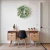 1 Pieza Corona Artificial Rústica con Hojas de Helecho Persa, Boj y Flores Pequeñas, Vegetación Estilo Granja, Corona para Puerta Principal para Primavera Verano, Decoración para Exteriores Interiores Todo el Año, Corona Floral Artificial para Pared del Hogar, Porche, Entrada