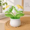Ramo Pequeño de Punto Transfronterizo en Maceta Regalo para el Día del Maestro Producto Terminado Hilo Girasol Flor Artificial Decoración de Escritorio