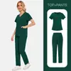 Temu Multicolor Secado Rápido Delgado Color Puro Bata de Laboratorio Hogar de Ancianos Enfermería UCI Ropa de Trabajo Uniforme de Enfermera de Dos Piezas