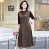 Vestido Falso de Dos Piezas Moda para Mujeres de Mediana Edad y Mayores 2026 Otoño Nuevo Estilo Cintura Ceñida Adelgazante Vestido de Primavera y Otoño para Mamá