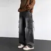 Jeans Gruesos de Alta Resistencia para Hombre de Otoño e Invierno, Pantalones Rectos Estilo Americano de Trabajo, Pantalones Largos Holgados Nuevos para Adolescentes
