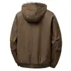 Chaqueta de Algodón para Hombre Otoño e Invierno Acolchada Gruesa con Felpa Cremallera con Capucha Versión para Personas de Mediana Edad y Jóvenes Chaqueta Integrada de Lona Lavada con Felpa