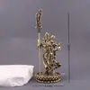 Estatua de Latón Sólido de Guan Gong, Mascota de Té para Decoración del Hogar, Dios de la Riqueza, Artesanía Vintage de Latón, Adorno de Cobre para Escritorio