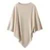 Otoño e Invierno Nueva Camiseta Base de Punto de Cachemira Moda Color Sólido Simple Manga Murciélago Cuello de un Hombro Manga Larga para Mujer Elegante