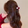 Horquilla roja de perlas de Año Nuevo 2024 nueva vintage de terciopelo, pasador lateral, pinza pequeña de alta calidad, pinza para flequillo de mujer